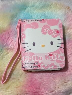 Hello Kitty Pink Wristlet Wallet with Bow Graphic